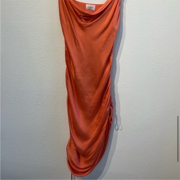 Aritzia Wilfred Ruched Slip Dress - Coral - Picture 8 of 9